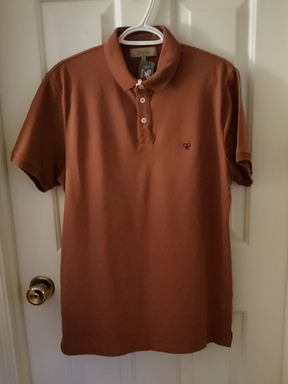 Tennis tns Men's Short Sleeve Polo Shirt - Rust Brown Size Medium